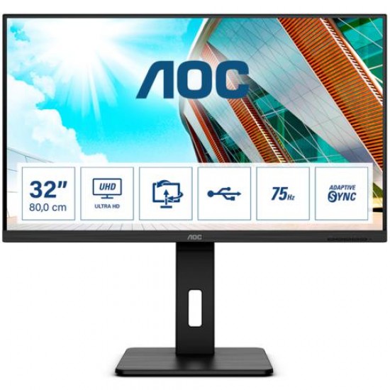 AOC 31.5 U32P2 4K LED Monitör 4ms MM Siyah