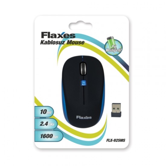 FLAXES FLX-925MS Optik Kablosuz Mouse Mavi-Siyah