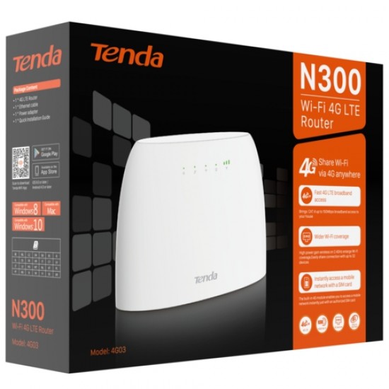 Tenda 4G03 N300 Wi-Fi LTE 3G/4G 2.4GHz Router