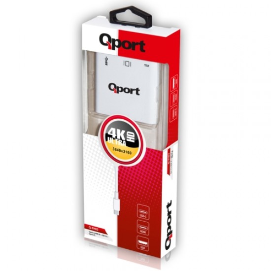 Qport Q-Th03 Type-C To Hdmi 4K+Usb 3.0+Type-C Çev.