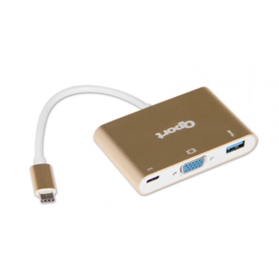 Qport Q-Tv03 Type-C To Vga+USB 3.0+Type-C Çevirici